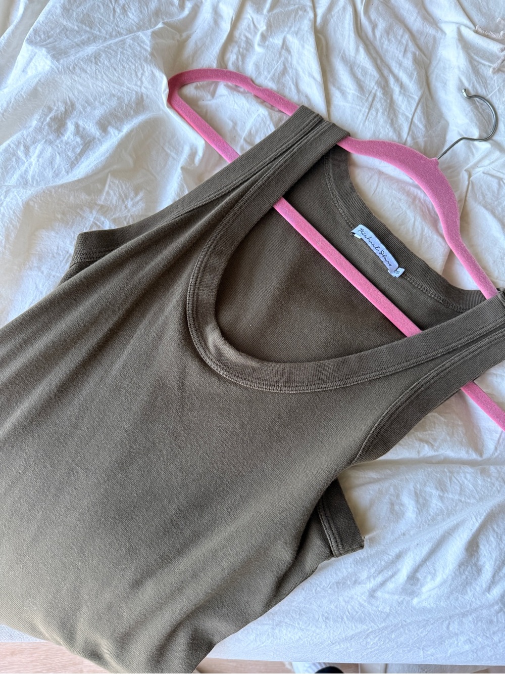 Micheal Stars Sleeveless Olive Tank Top